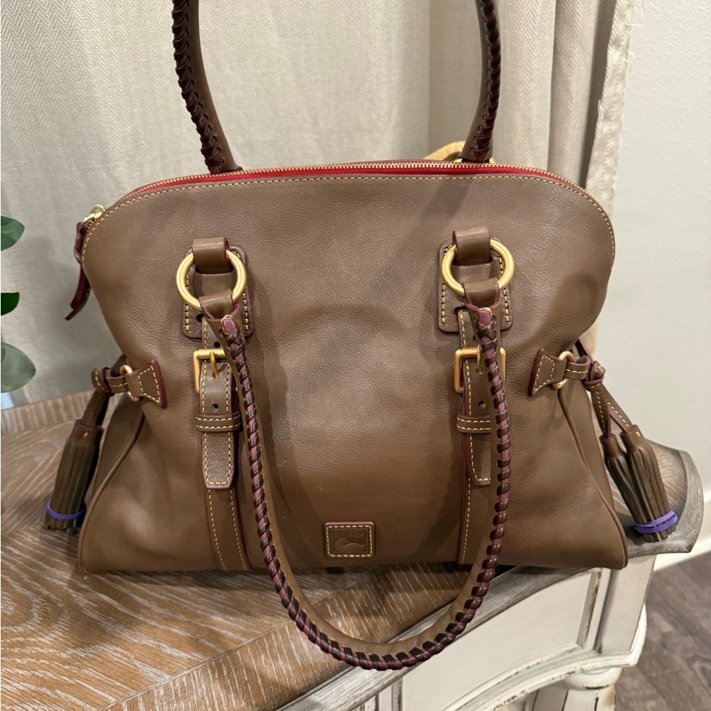 Dooney & Bourke Taupe/Brown Florentine Leather Handbag